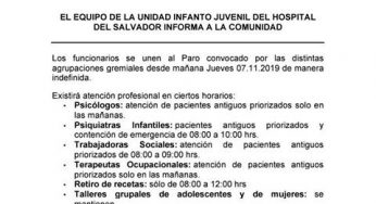 Funcionarios del Hospital del Salvador de Playa Ancha informa a la comunidad: