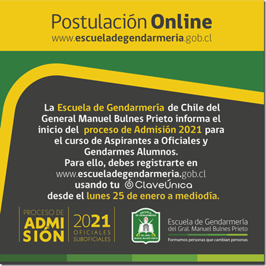 Imagen de apoyo Admisión 2021 Gendarmería de Chile
