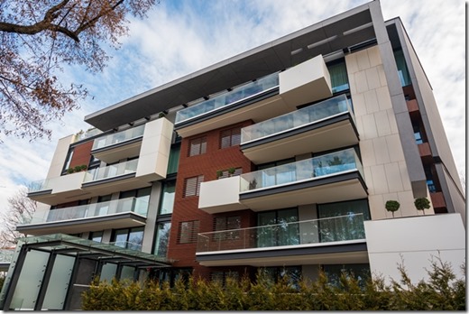 Modern apartment house during the day, Bucharest, Romania