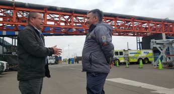 Delegado Villa conoció avances de la reconstrucción de la cinta transportadora siniestrada en Puerto Ventanas