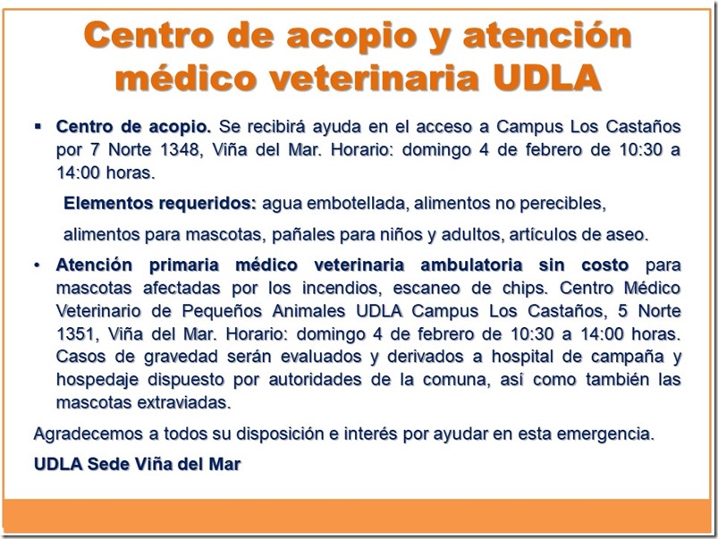 Comunicado UDLA INCENDIOS febrero 2024 domingo