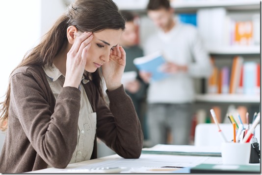 Young student with headache