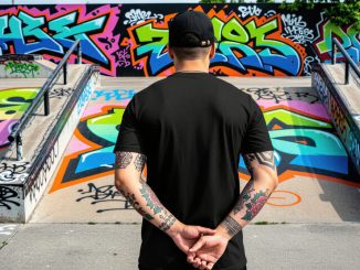 Joven realizando un grafiti en una zona prohibida como advertencia de conductas de riesgo