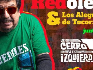 Mauricio Redolés actuando en vivo con su banda en el escenario del Teatro Mauri