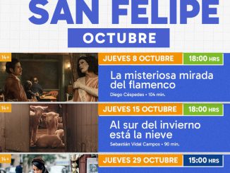 Cartel y proyeccion de cine chileno gratuito en el Teatro Municipal de San Felipe