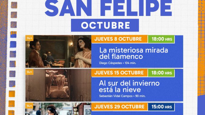Cartel y proyeccion de cine chileno gratuito en el Teatro Municipal de San Felipe